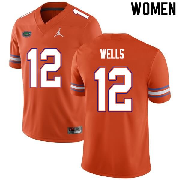 Women's NCAA Florida Gators Rick Wells #12 Stitched Authentic Nike Orange College Football Jersey QST3065NL